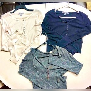 Lot of 3 cropped henleys